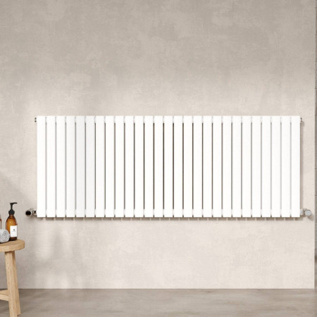HLW60D Nuie Sloane Horizontal Satin White 600 x 1572mm Radiator Double Panel Lifestyle