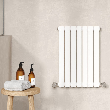 HLW54 Nuie Sloane Horizontal Satin White 600 x 412mm Radiator Single Panel Lifestyle