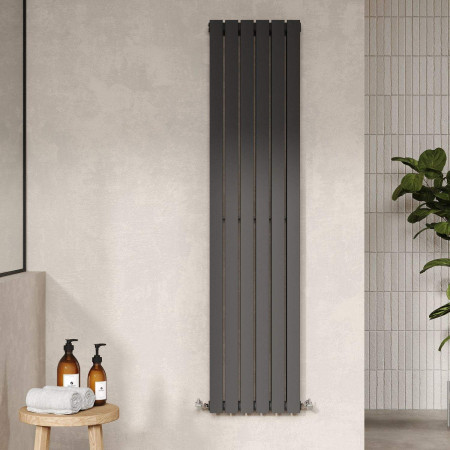 HLA73 Nuie Sloane Vertical Anthracite 1500 x 354mm Radiator Double Panel Lifestyle
