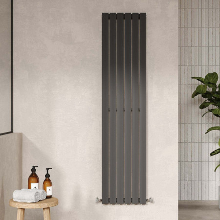 HLA71 Nuie Sloane Vertical Anthracite 1500 x 354mm Radiator Single Panel Lifestyle