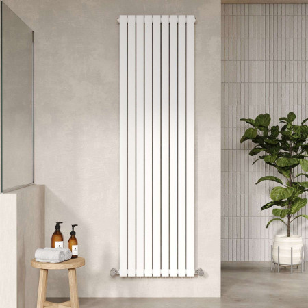 HLW47D Nuie Sloane Vertical Satin White 1800 x 528mm Radiator Double Panel Lifestyle