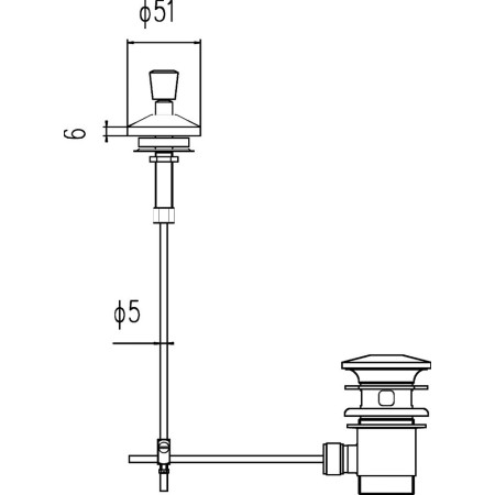 E307 Nuie Slotted Pop Up Basin Waste Line Drawing