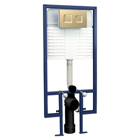 Nuie Square Brass Dual Flush Concealed WC Cistern & Wall Hung Frame