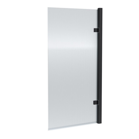 Nuie Square Hinged Black 8mm Fluted Bath Screen