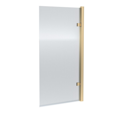 Nuie Square Hinged Brushed Brass 8mm Fluted Bath Screen