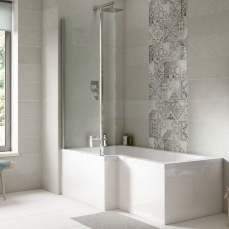 SBATH28 Nuie Square Left Handed 1500 x 850mm Shower Bath Set Lifestyle
