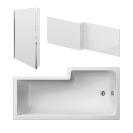 Nuie Square Left Handed 1800mm Shower Bath Set