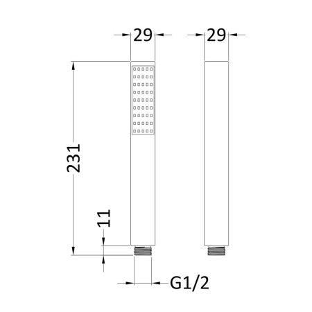 HO410 Nuie Square Minimalist Matt Black Shower Handset (2)