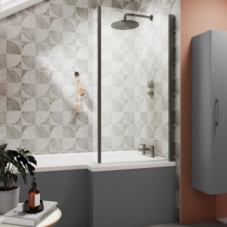 WBS1685R Nuie Square Right Hand 1600 x 850mm Shower Bath with Tall Boy Unit