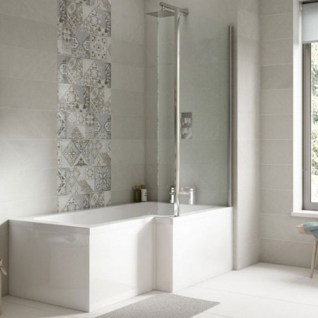 SBATH29 Nuie Square Right Handed 1500 x 850mm Shower Bath Set Lifestyle