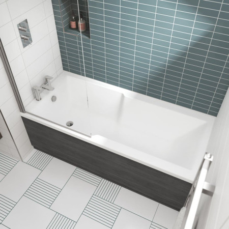 BMON017 Nuie Square Straight 1700 x 750mm Eternalite Shower Bath Lifestyle