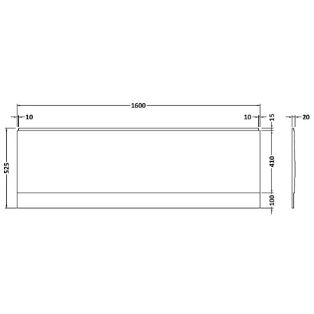 PAN139 Nuie Standard 1600mm Acrylic White Front Bath Panel Dimensions