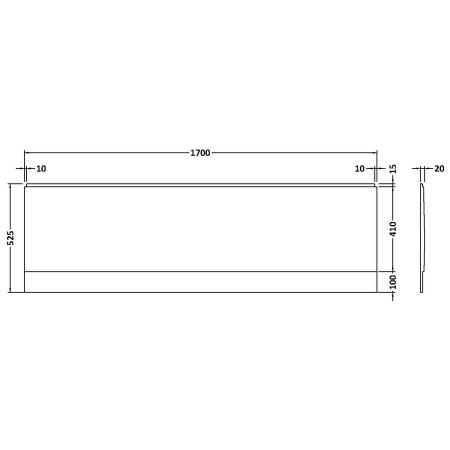 PAN140 Nuie Standard 1700mm Acrylic White Front Bath Panel Dimensions