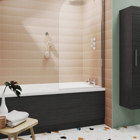 MPD505N Nuie Standard 1700mm Anthracite Woodgrain Front Bath Panel and Plinth Lifestyle