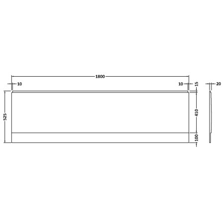 PAN141 Nuie Standard 1800mm Acrylic White Front Bath Panel Dimensions