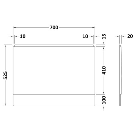 PAN142 Nuie Standard 700mm Acrylic White End Bath Panel Dimensions
