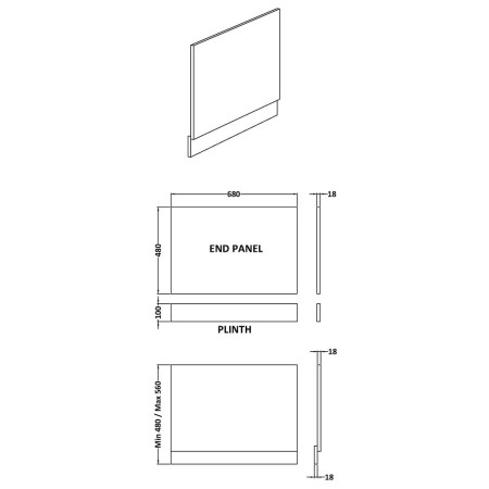 Nuie Standard 700mm End Panel Line