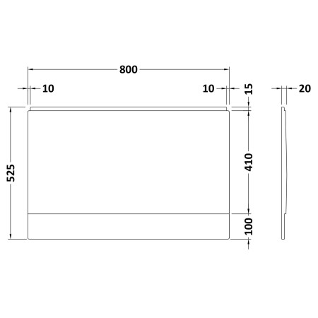 PAN144 Nuie Standard 800mm Acrylic White End Bath Panel Dimensions