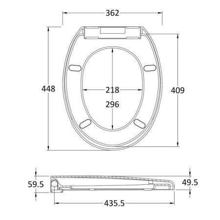 NTS008 Nuie Standard Round Soft Close Toilet Seat Line Drawing