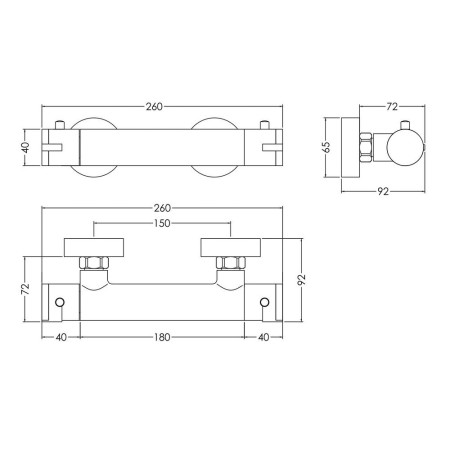 BIN503 Nuie Thermostatic Binsey Shower Bar Valve in Chrome (2)