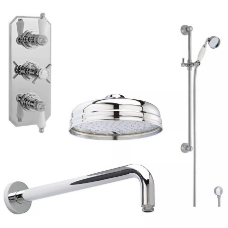 Nuie Traditional Chrome Edwardian Two Outlet Concealed Shower Set