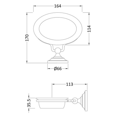LH303 Nuie Traditional Soap Dish Line Drawing