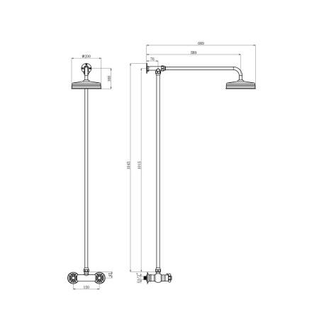 A3118 Nuie Traditional Thermostatic Shower Valve and Rigid Riser (2)