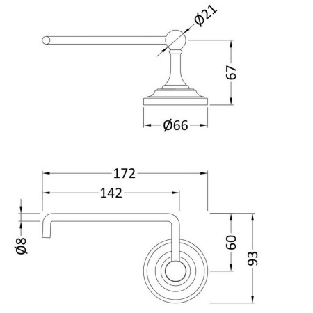 LH317 Nuie Traditional Toilet Roll Holder Line Drawing