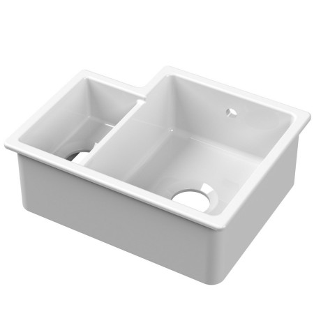Nuie Undermount 549 x 441mm Fireclay White RH 1.5 Bowl Kitchen Sink