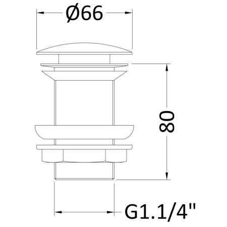 EK304 Nuie Unslotted Push Button Basin Waste Line Drawing