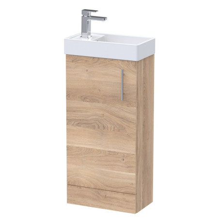 Nuie Vault 400mm Floor Standing Bleached Oak Vanity Unit with Basin