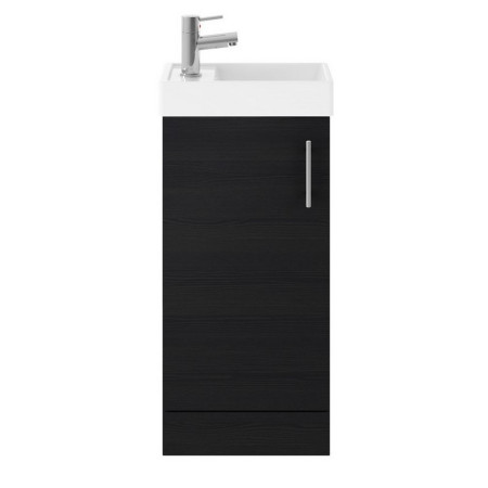 Nuie Vault 400mm Floor Standing Charcoal Black Woodgrain Vanity Unit with Basin