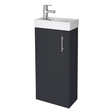 Nuie Vault 400mm Floor Standing Satin Soft Black Vanity Unit with Basin