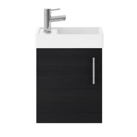 Nuie Vault 400mm Wall Hung Charcoal Black Woodgrain Vanity Unit with Basin