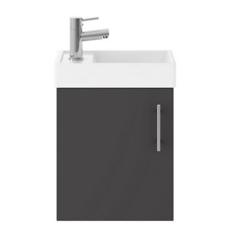 Nuie Vault 400mm Wall Hung Gloss Grey Vanity Unit with Basin