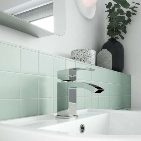 TSI305 Nuie Vibe Chrome Midi Mono Basin Mixer with Push Button Waste Lifestyle