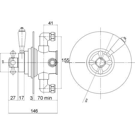 A3092C Nuie Victorian Dual Concealed Thermostatic Shower Valve Dimensions