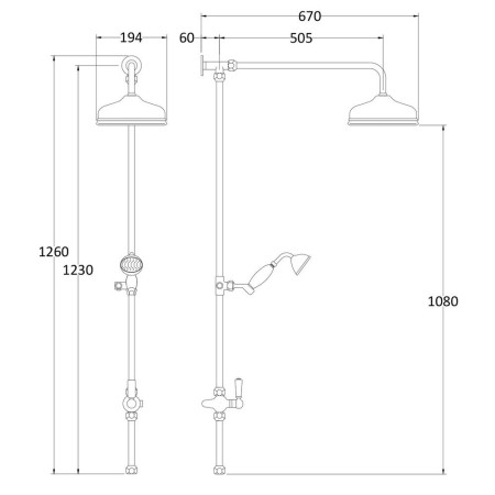 AM312 Nuie Victorian Grand Rigid Riser Kit Line Drawing