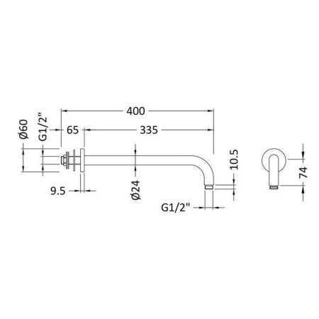 ARM01 Nuie Wall Mounted 400mm Shower Arm in Chrome (2)