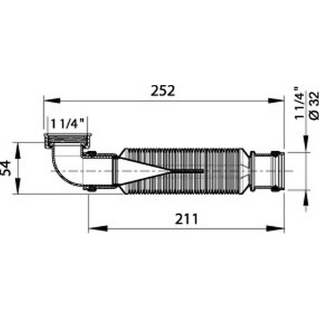 E325 Nuie Waste Trap for Furniture Basins Line Drawing