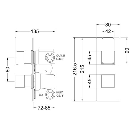 WINTW02 Nuie Windon Chrome Twin Thermostatic Shower Valve with Diverter (2)