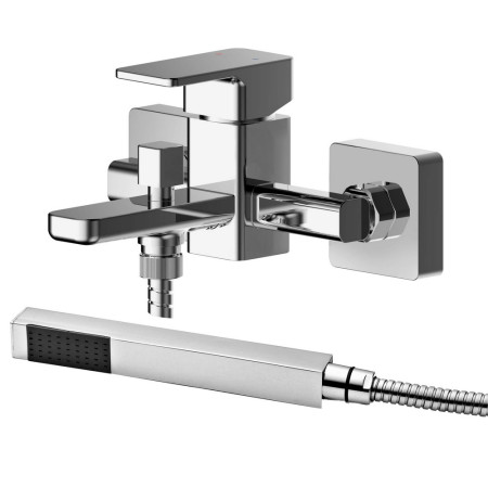 WIN316 Nuie Windon Chrome Wall Mounted Bath Shower Mixer With Kit