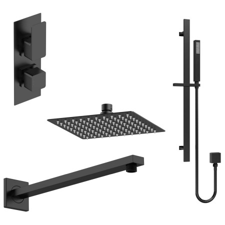 Nuie Windon Square Black Two Outlet Concealed Shower Set