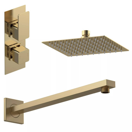 Nuie Windon Square Brushed Brass One Outlet Concealed Shower Set