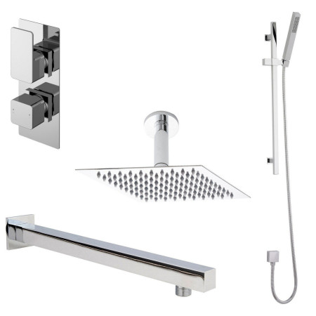 Nuie Windon Square Chrome Two Outlet Concealed Shower Set