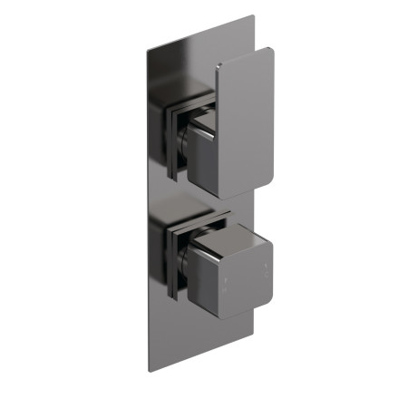 WIN7TW02 Nuie Windon Thermostatic Twin Valve with Diverter Brushed Gunmetal