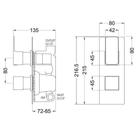 WIN15TW01 Nuie Windon Twin Thermostatic One Outlet Brushed Bronze Shower Valve (3)