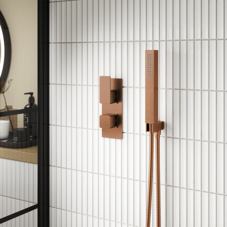 WIN15TW01 Nuie Windon Twin Thermostatic One Outlet Brushed Bronze Shower Valve (2)