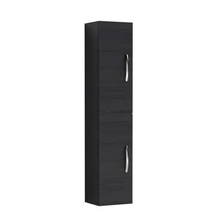 MOD662 Premier Athena Wall Hung Tall Storage Unit 300mm 2 Door Charcoal Black Woodgrain