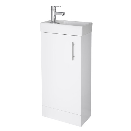 Premier Minimalist 400mm floorstanding gloss white vanity unit with basin